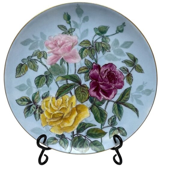 H & Co. Roses Plate Handpainted Porcelain Antique Haviland Limoges France 11" - Picture 1 of 11